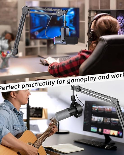 FIFINE Microphone Arm Stand-Heavy Duty Boom Arm, Suspension Scissor Adjustable Mic Stand with Desk Mount, C-calmp, 5/8" Screw, Cable Ties, for Recording Gaming Streaming Podcasting-BM63