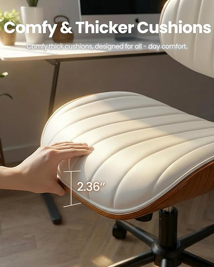 Home Office Desk Chair, Modern Sleek Office Chair with Adjustable Lumbar Support, Adjustable Height Mid Back Executive Task Chair with 360 Rolling Swivel for Meeting Study Room(Striped,White)