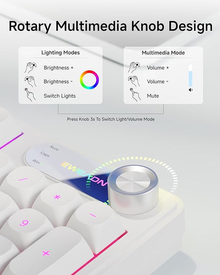 C98 Wired Keyboard and Mouse Combo, Wired Computer Keyboards with Wrist Palm, Double-Shot Keycaps, Silent RGB Backlight Keyboard for Windows/MAC/PC (White)