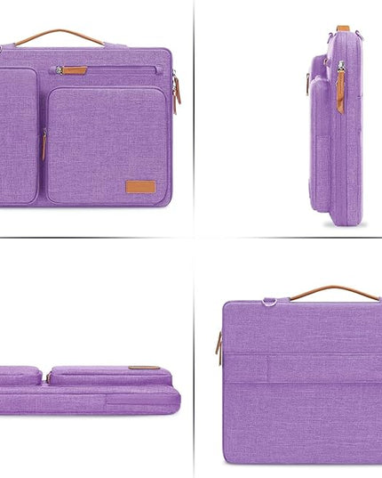 MOSISO 360 Protective Laptop Shoulder Bag,15 inch Computer Bag Compatible with MacBook Air M4 M3 M2/Pro A1990 A1707, Dell XPS Plus,Side Open Messenger Bag with 4 Zipper Pockets&Handle, Lilac
