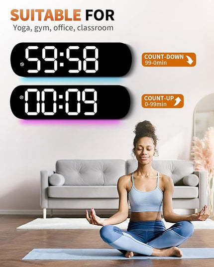 14" Large Digital Wall Mount Clock, Count Down Timer, Alarm, Big LED, 11 RGB Color, Temperature for Living Room Classroom Desk, Xmas, Birthday Gift for Senior Mom Dad (Oval)