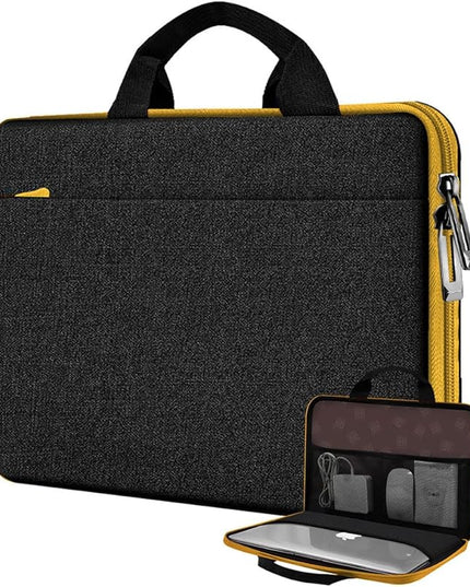Hseok Laptop Case 13.3-14 inch Briefcase Handbag, Water-Resistant and Shockproof Computer Sleeve Compatible with MacBook Pro 14", Mac Air/Pro 13.3" and 13"-14" Notebooks Chromebooks,Black-Yellow