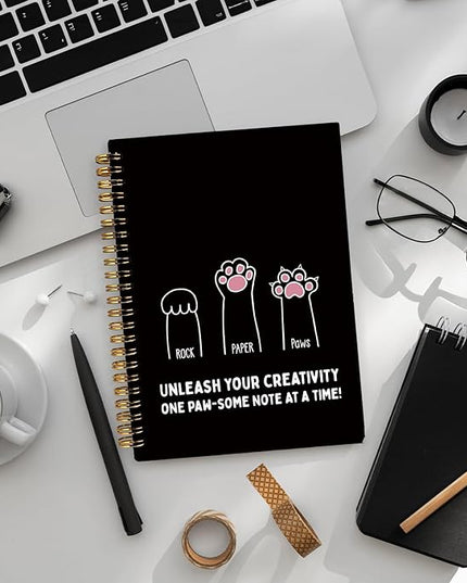 Funny Cat Paws Notebook, Cats Lover Gifts Notebooks for Note Taking, Cats Mom Lady Gifts for Women Journal, Cute Kitten Journals for Writing, Cat Office Supplies, 5.5x8.3 Inch