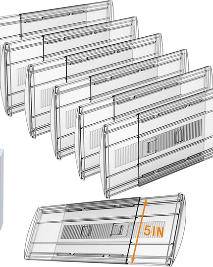 6 Pack Adjustable Drawer Dividers for Clothes,5" High Expandable From 13-21" Clear Drawer Organizers, PC Plastic Separators for Dresser/Bedroom/Bathroom/Kitchen/Office Storage