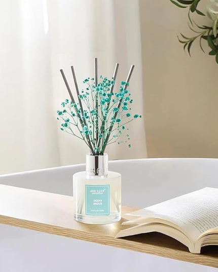 Airkeep Reed Diffuser Set,3.38 fl oz (100 ml) - Ocean Breeze Oil Diffusers with 8 Reed Sticks, Home Fragrance Reed Diffuser for Bathroom Shelf Decor
