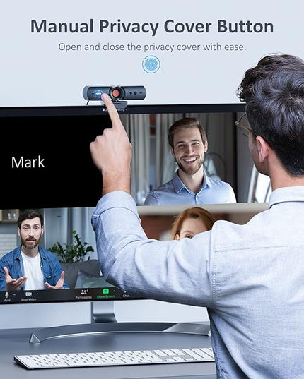 NexiGo HelloCam, 1080P Webcam with Windows Hello, True Privacy, Automatic Electronic Shutter, Computer Camera, Microphone, Facial Enhancement, HD USB Web Cam