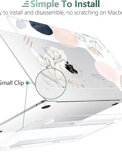 DONGKE for M4 MacBook Air 13.6 Inch Case 2025 2024 2023 2022 Model A3240 A3113 A2681 M3 M2 Chip, Plastic Hard Shell Case Cover with Touch ID for MacBook Air 13 Inch M4 - Abstract Flowers