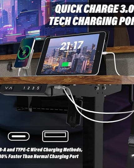 L Shaped Standing Desk with USB Charging Port & 4 Drawers,63 x 55 inch Electric Adjustable Height Corner Stand Up Desks with Keyboard Tray & Storage,Sit Stand Computer L Desk for Gaming Office