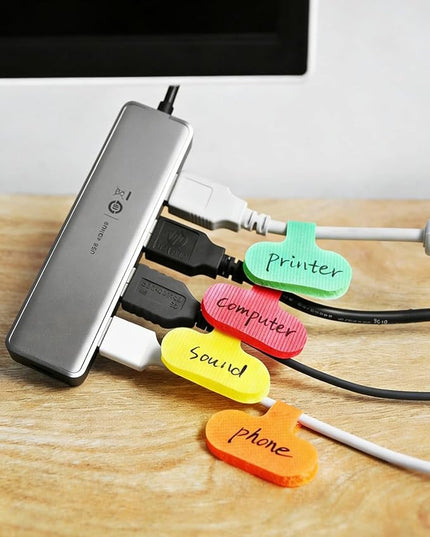 32 Pcs Cable Labels, Multi-Color Write On Cord Wire Label, Cable Tags for Electronics, Computers Cable Management and Identification, Assorted Colors, 1.2" x 0.63"