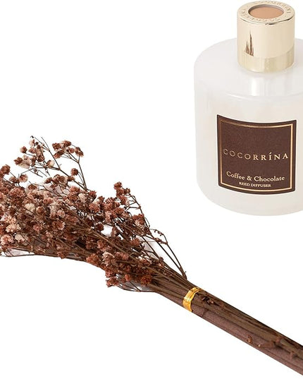 Cocorrína Reed Diffuser Sets - Coffee & Chocolate Scented Diffuser with Sticks Home Fragrance Reed Diffuser for Bathroom Shelf Decor