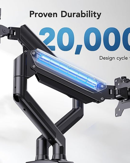 HUANUO Dual Monitor Mount for 2 Monitors up to 32 inches, Each Arm Holds Max 22lbs, Dual Monitor Stand with Advanced System, Height-Adjustable/Tilt/Swivel/Rotate, VESA Standard 75mm or 100mm
