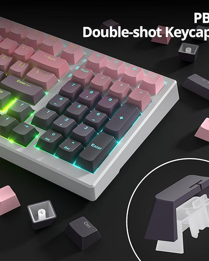 Guffercty kred 135 Key Gradient Keyboard Keycap Set Backlit, OEM Profile-PBT Material-Translucent Characters Compatible with MX Switches(Rosabean)