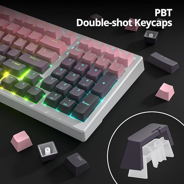 Guffercty kred 135 Key Gradient Keyboard Keycap Set Backlit, OEM Profile-PBT Material-Translucent Characters Compatible with MX Switches(Rosabean)