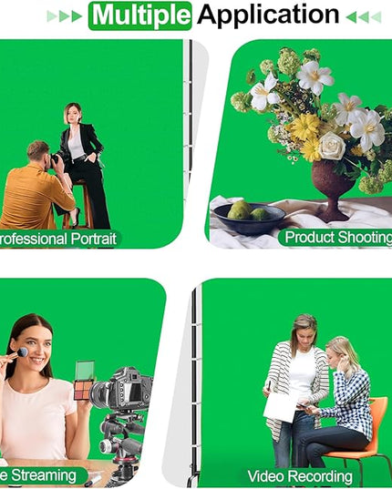 EMART 7x10ft Green Screen Backdrop Kit with Movable Stand, Large 9.5x9.5ft Photography Greenscreen Background Adjustable Frame with Wheels for Photo Shoot, Live Streaming, Video Recording