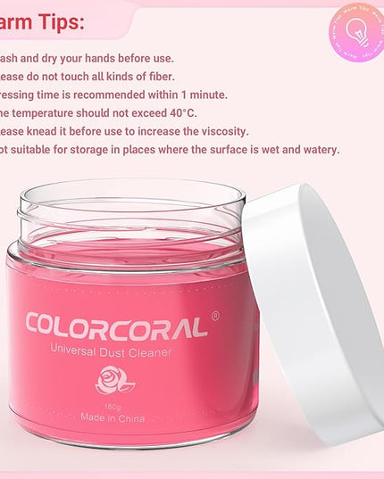 ColorCoral Universal Cleaning Gel Keyboard Dust Cleaner for Office Electronics Product,Cleaning Putty for Car Detailing Laptop Dusting Kit Computer Dust Remover,Computer Cleaning Accessories,Rose Pink