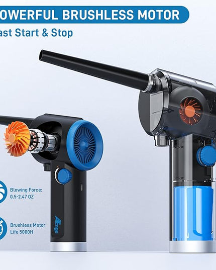 ATEngeus Compressed Air Duster, Electric Air Duster, Cordless Air Duster for Computer, Stepless Speed, Keyboard Cleaner, Replace Canned Air, Brushless Motor, 6000mAh