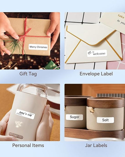 NIIMBOT Label Maker Tape for D110/D11/D101 Label Printer, Multi-Size 3Rolls Pack | 0.59'' x 1.97''White, 0.55'' x 1.57''Transparent, 0.47'' x 1.57''Zoo, for Home Office School Labeling