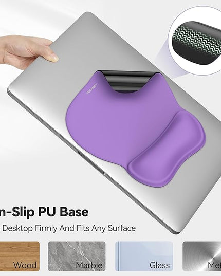 TECKNET Gel Mouse Pad with Wrist Rest, Ergonomic Office Mousepad with Wrist Support - Non-Slip & Smooth Surface Comfortable Desk Accessories Mat for Office, Gaming and Study - Purple