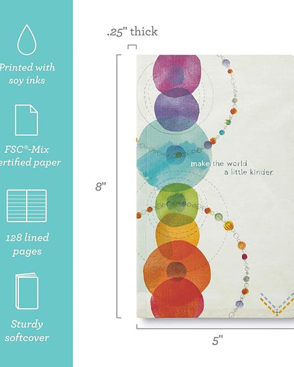 Compendium Softcover Journal - Make the World a Little Kinder. – A Write Now Journal with 128 Lined Pages, 5″W x 8″H
