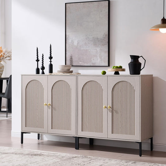 IFGET 61.75"W Modern Arch Sideboard Buffet Cabinet with Storage, Light Grey