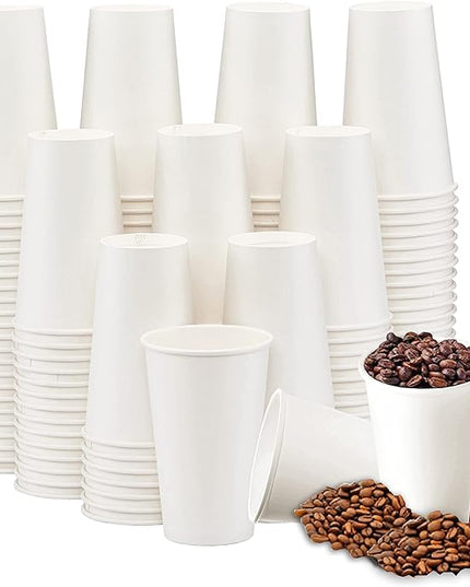Lamosi 16 oz Disposable Coffee Cups, 180 Pack 16 oz White Paper Cups, Hot/Cold Beverage Drinking Cups for Water Juice or Tea, Office Party Home Travel