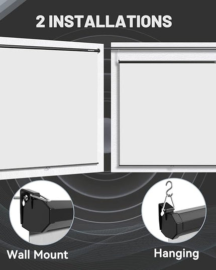 RAUBAY Retractable Pull Down White Screen Backdrop - 78.7" x 86.6" Collapsible Wall-Mount Background for Professional Video Production, Photography, TikTok and Video Conferencing