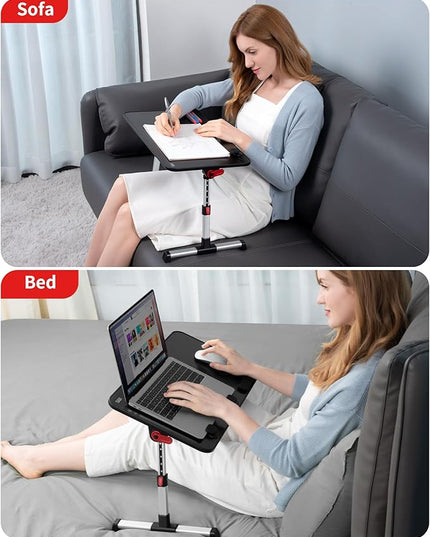 Laptop Desk Table, SAIJI Adjustable Laptop Stand, Portable Lap Desks with Foldable Legs, Notebook Standing Breakfast Tray Reading Desk for Sofa Couch Bed Floor (Black,Medium Size)
