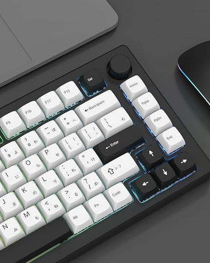 XDA White Keycaps, XVX Japanese PBT Keycap Sets, Bow Key caps 75 Percent Dye-Sublimation Keyboard Keycaps for 61/64/68/84/87/100/104/108 Cherry MX Mechanical Keyboard