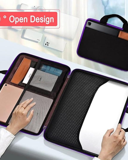 Hseok Laptop Case 13.3-14 inch Briefcase Handbag, Water-Resistant and Shockproof Computer Sleeve Compatible with MacBook Pro 14", Mac Air/Pro 13.3" and 13"-14" Notebooks Chromebooks,Black-Purple