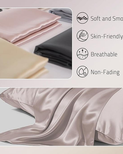 Mulberry Silk Pillowcase for Hair and Skin Prevent Acne Pillow Cases Both Sides Real Silk Pillowcases Organic Silk Pillowcase with Hidden Zipper, Apricot Grey, King (20"×36")