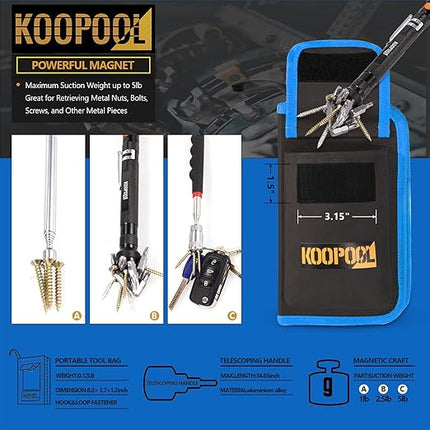 Telescoping Magnetic Pickup Tool Set, Inspection Mirror Telescoping, LED Flashlight, Cool Gadgets for Men, Stocking Stuffers, Gifts for Dad, Husband, Kids, Boyfriend, Magnet Stick