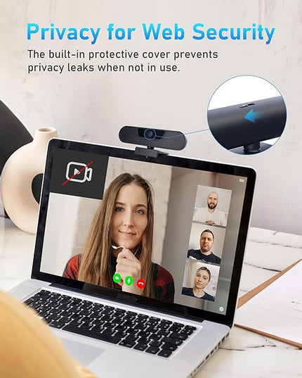 1080P 60FPS Webcam, VIZOLINK FHD computer video camera with 4 Noise-canceling Microphone, Privacy Cover and Tripod for PC/Mac, Work with Live Streaming, Gaming, Video Calls, ZOOM, Skype, OBS, Facetime