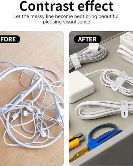 Oligei 25 Pcs Silicone Cable Ties, Cable Ties Reusable, High Elasticity Cord Wraps for Electrical Cords, Cord Organizer for Earphone, Phone Charger(White)