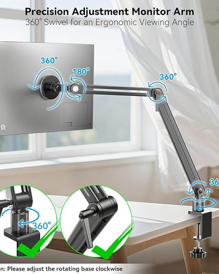 Jakeko Strong Magnetic Portable Monitor Desk Clamp - 75mm VESA Mount 4.7" 12.9" 15.6" 16" 17.3" 18.5 inch 360° Rotate Base Tablet Holder Arm JK07B1