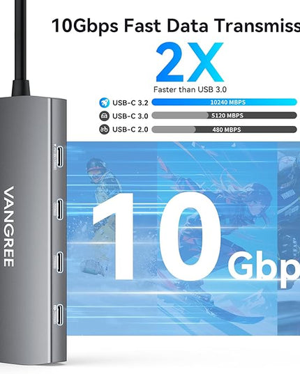 USB C Video Output Hub, 3 USB-C & 2 USB-A 3.2 10Gbps Ports, 4K@60Hz HDMI, 100W PD, SD/TF, USBC Splitter Dual Monitor Adapter for MacBook Pro/Air, iMac, iPad Pro, XPS, Surface, Galaxy S22,Samsung DEX
