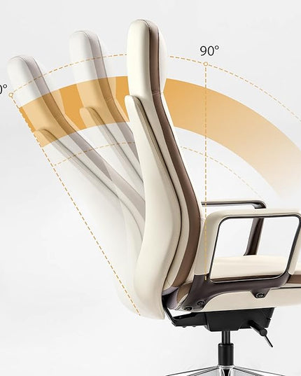 EUREKA ERGONOMIC Alto Leather Desk Chair, Silicone Leather Office Chair with Wheels, High Back Office Chair, Executive Office Chair Comfy for Home & Office, Off-White
