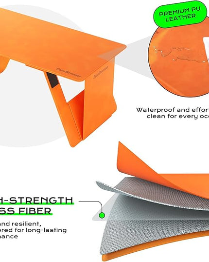 Foldable Laptop Desk Bed Computer Desk, FansDreams Pi Foldable and Portable Lap Desk, Portable Folding Lap Table, Standing Lightweight Travel Laptop Table for Study and Work (Orange, Standard)
