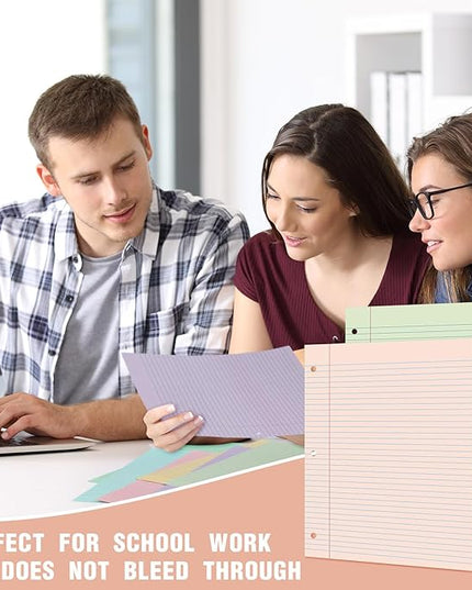 PerKoop 400 Sheets Colored Loose Leaf Paper 8.5" x 11" college ruled Lined 3 Hole Punched notebook Filler Paper for 3 Ring Binders Office School Supplies (Aesthetic Color)