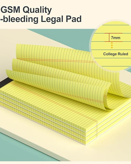 Yellow Legal Pads 8.5 x 11 College Ruled - 12 Pack Yellow Paper Tablets 8 1/2 x 11 Note Pads - Perforated Yellow Pads 8.5 x 11 Double-Size Printing Notepad 30 Sheets each Note Pad for Office School