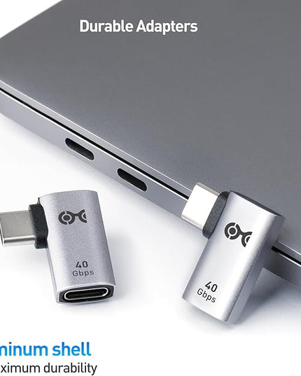 Cable Matters 2-Pack 40Gbps Flat Right Angle USB C Adapter, Up to [4K@240Hz Video, 240W Charging, 40Gbps Data Transfer] 90 Degree USB C Adapter, Compatible with Thunderbolt 4, iPhone 16, Steam Deck