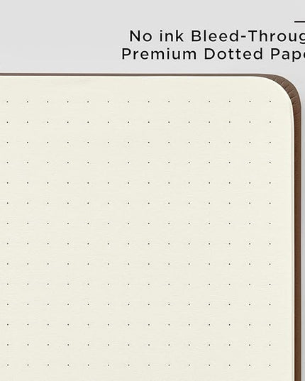 &And Per Se Dotted Journal Notebook, A5 Hardcover Leather Bullet Dotted Journal, 160 Pages 100 gsm Thick Paper, 3 Sheets of Stickers Included- 5.7'' x 8''（Chocolate）