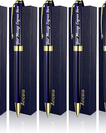 Ancolo Personalized Luxury Ballpoint Pens Writing Set Fancy Nice Gift Pen Set for Friends Executive Business Office - Custom with Your Name or Message with 10 extra Refills
