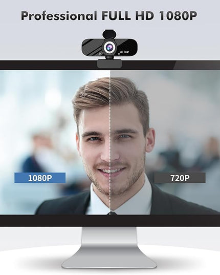 Gohero Full HD 1080P Video Webcam, Noise Cancellation, Privacy Cover, Wide-Angle Lens, Auto Light Correction, Plug & Play USB Webcam for Laptop, Desktop, PC, Mac, Zoom, Skype Pro Series