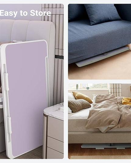 iXTRA Laptop Lap Desk Include Cooling Fan,Adjustable Lap Desk with Light Fan,Folding Laptop Desk for Bed with USB,Bed Desk with Storage Drawer 56x32cm,Purple