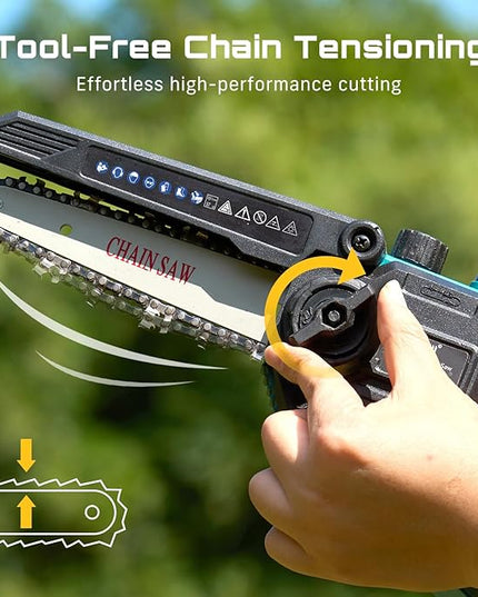 SEESII Cordless Pole Chainsaw, Hedge Trimmer, Pruning Shears, 4000mAh Battery Powered Extendable Garden Tool Kit for Outdoor Use, Electric Long Reach Saw, Hedge and Grass Trimmer, Pruner for Yard Care