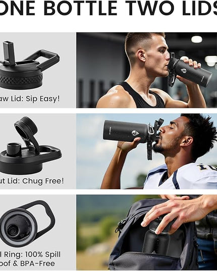 32oz Insulated Water Bottle, Triple Wall Vacuum Stainless Steel Water Bottles - Keeps Cold 48H, Reusable Metal water flask Jug for Gym, Sports, Camping, Hiking,Travel, Starry Sky-Black
