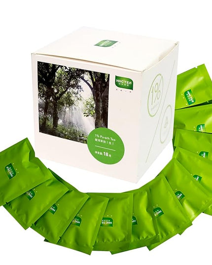 Organic Pu-erh Tea Bags - Raw Chinese Organic Pu erh Dark Tea 12 Pack, 1.5g Each Pu'erh Tea Bag, from Ancient Tree 2018 Aged Earthy Flavor Rich Antioxidants, Daily Breakfast Drinking Gift