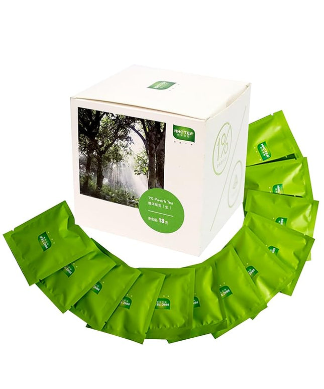 Organic Pu-erh Tea Bags - Raw Chinese Organic Pu erh Dark Tea 12 Pack, 1.5g Each Pu'erh Tea Bag, from Ancient Tree 2018 Aged Earthy Flavor Rich Antioxidants, Daily Breakfast Drinking Gift