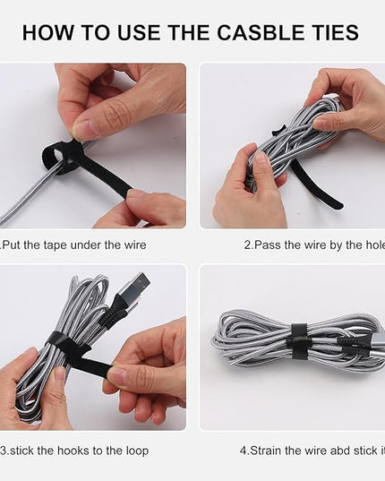 Reusable Cable Ties, 210 PCS 6 Inches Adjustable Cord Straps Wire Organizer Cord Wrap and Hook Loop Cable Management