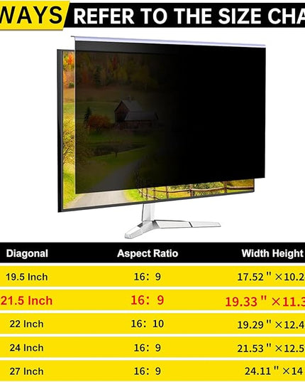 DEJIMAX 21.5 Inch Computer Privacy Screen for 16:9 Widescreen Monitor, Anti-Blue Light Monitor Privacy Screen Filter, Anti-UV Computer Shield